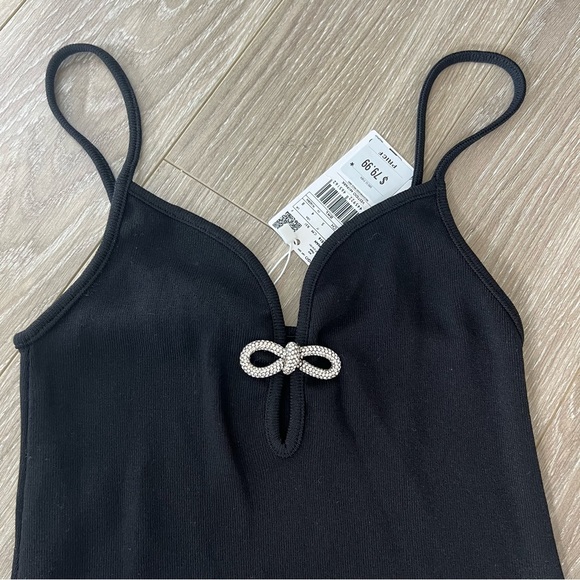NWT Mango Black Dress Sparkle Bow Small - Picture 4 of 8